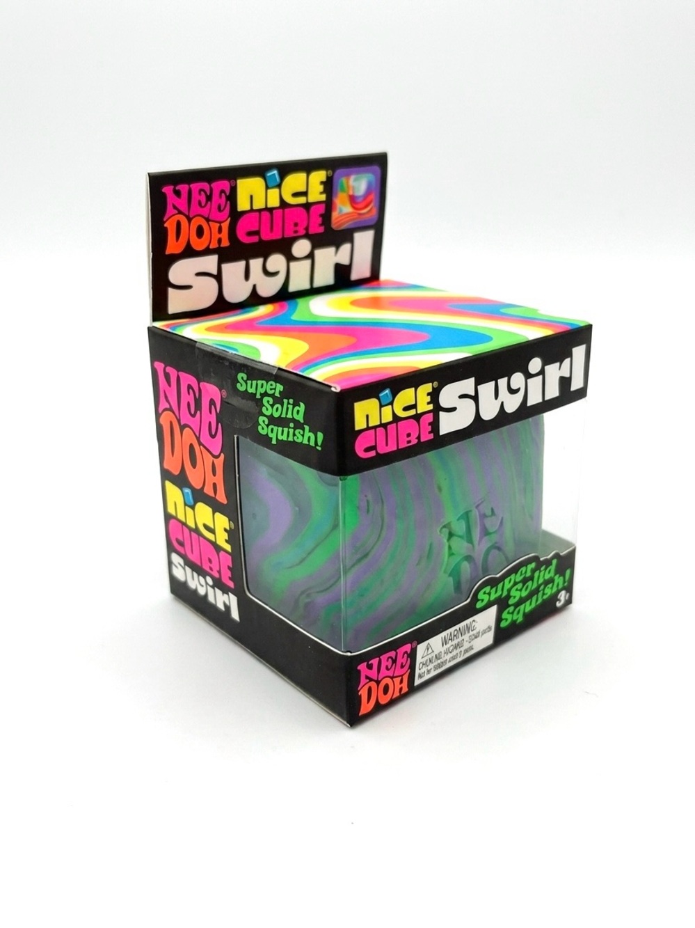 NeeDoh Nee Doh Nice Cube Swirl NEW  Green & Purple Super Solid Squish Authentic